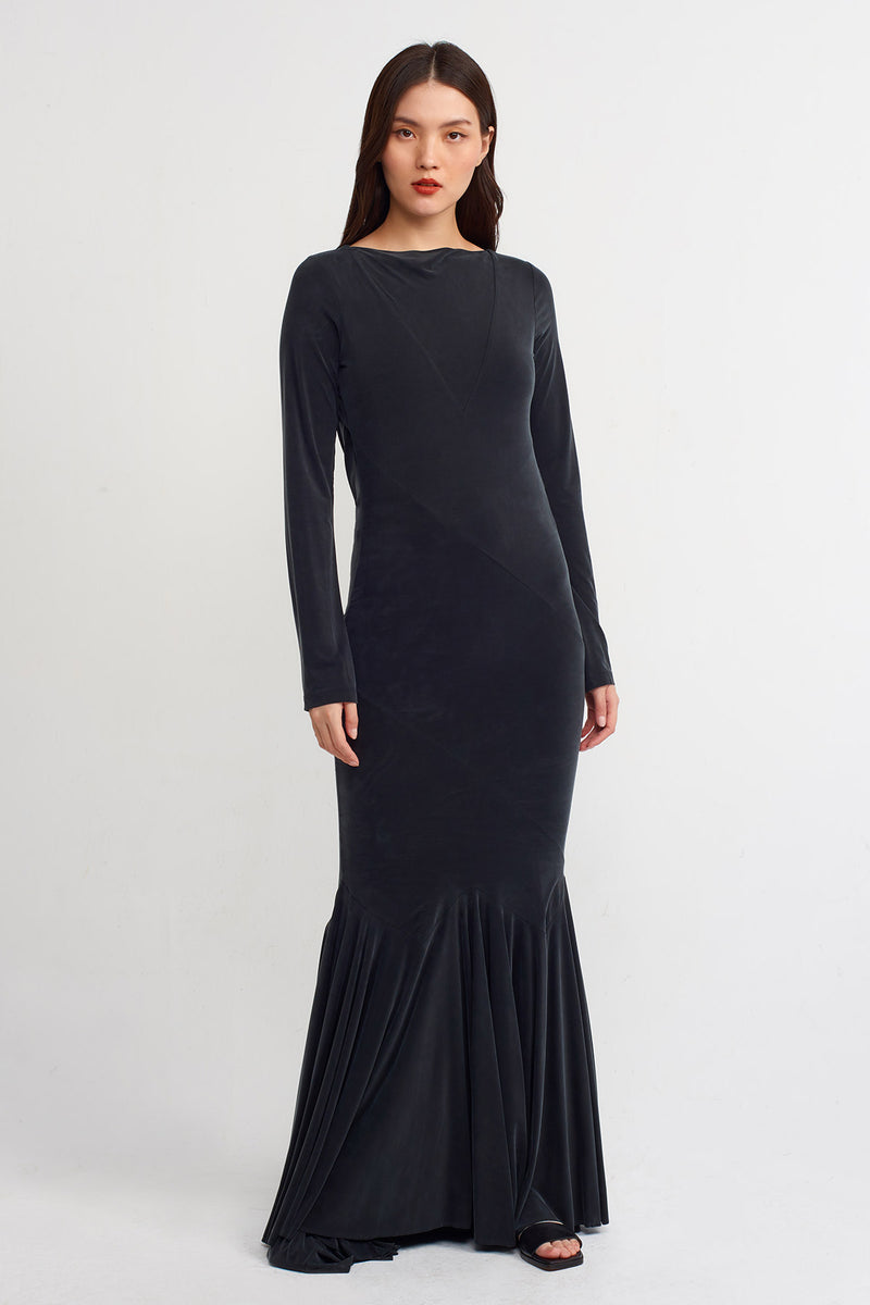 Nu Backless Detail Maxi Dress Black