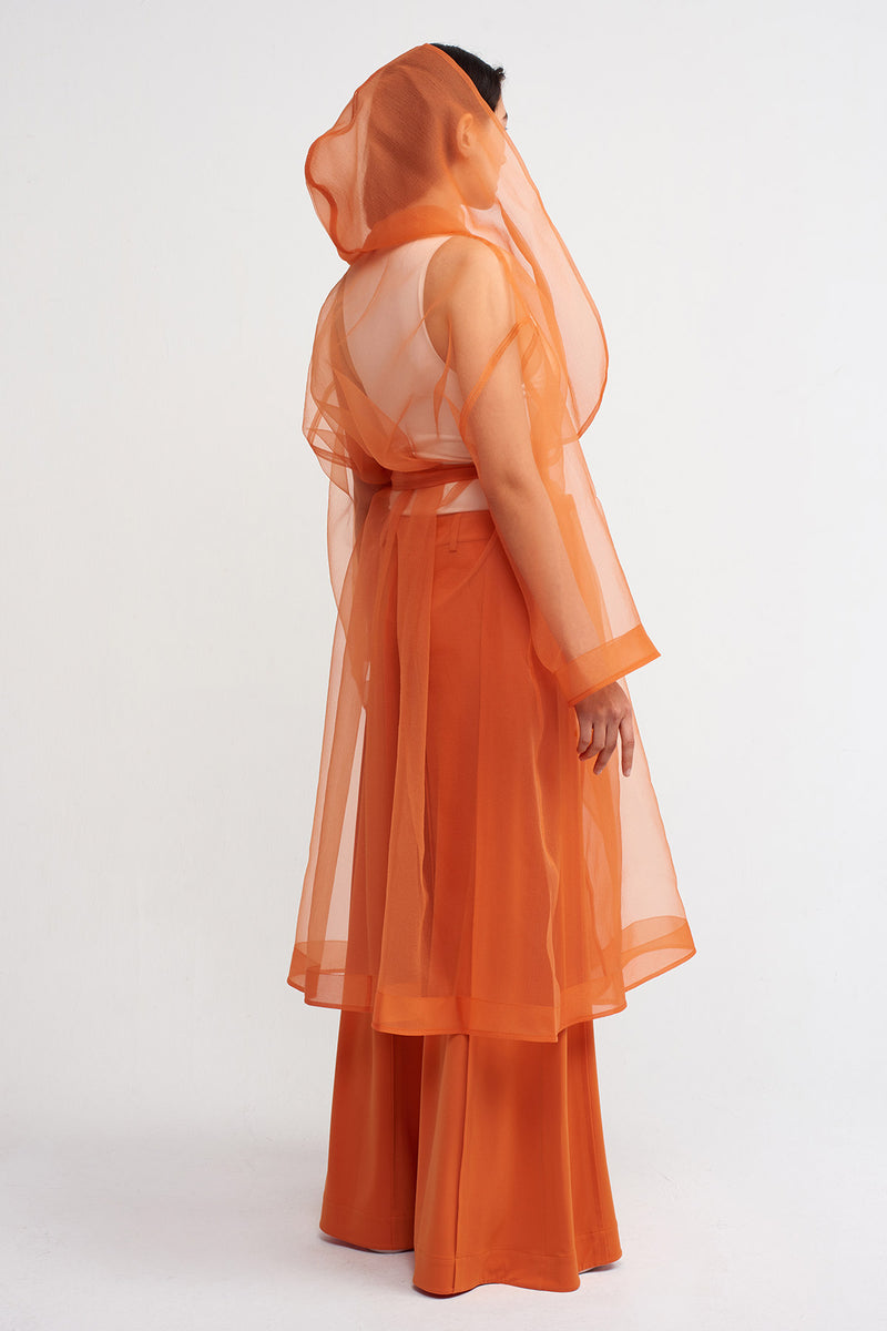 Nu Hooded Organza Kimono Outerwear Amber