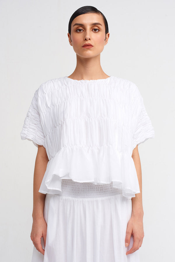 Nu Elastic Embroidered T-Shirt Off White
