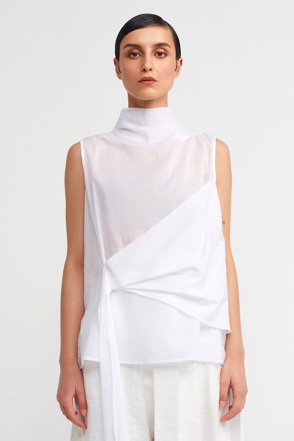 Nu Belted Voile Blouse Off White