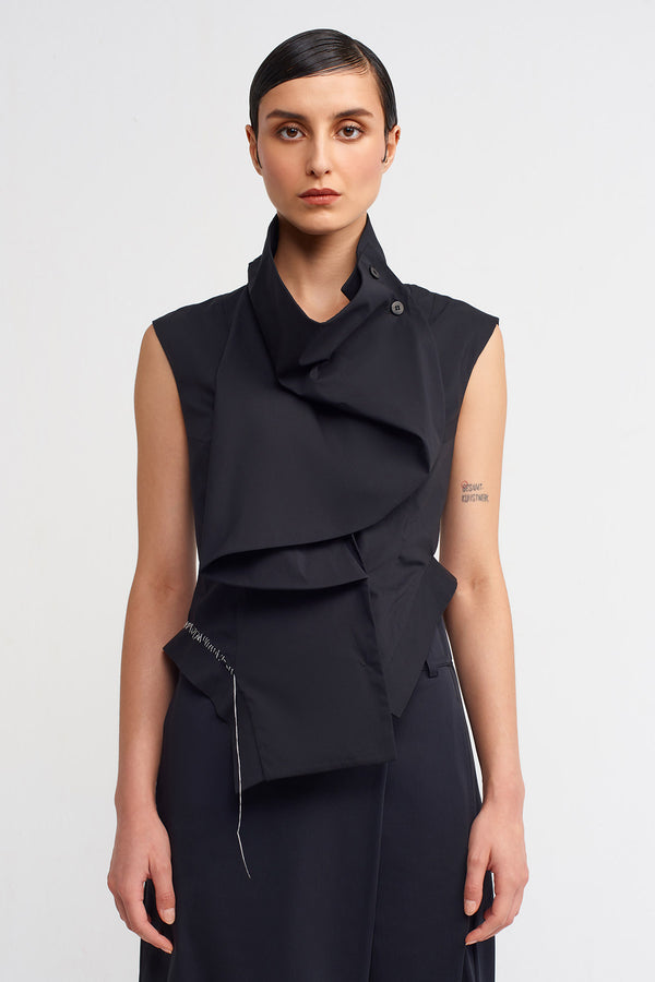 Nu Fitted, Sleeveless Blouse With Stitch Detail Black