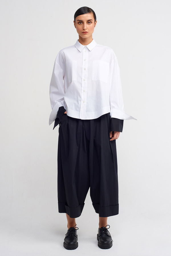 Nu Oversized Shirt With Cuff In A Different Color Off White/Black