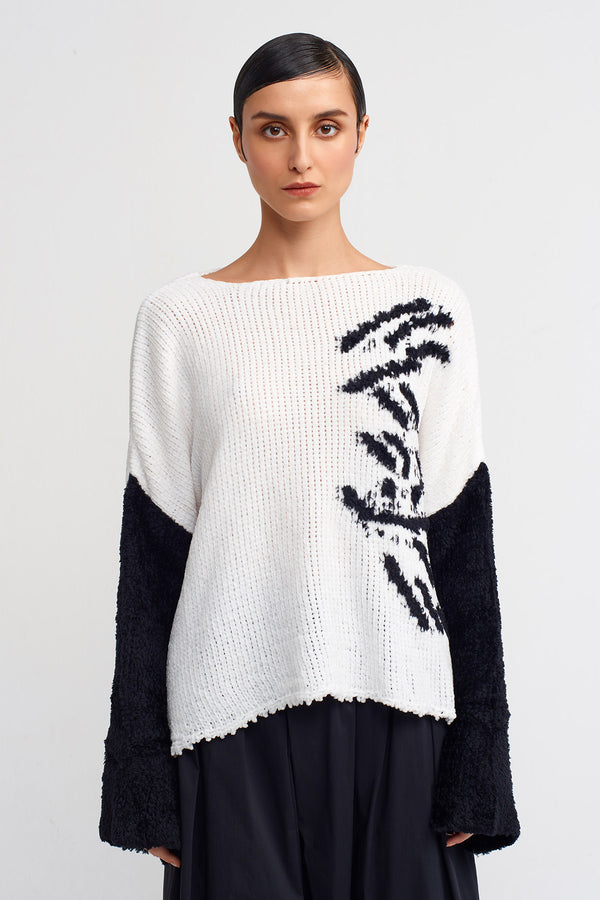 Nu Two-Tone Knit Sweater Off White/Black