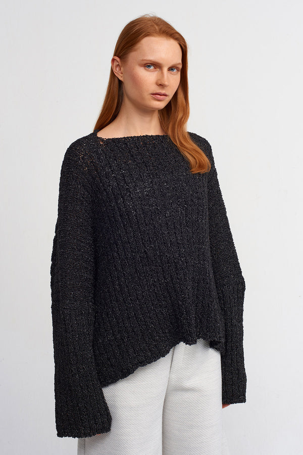 Nu Boat Neck Knit Sweater Black