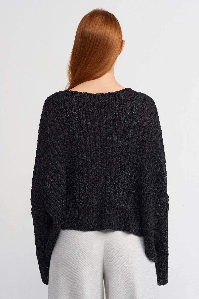 Nu Boat Neck Knit Sweater Black