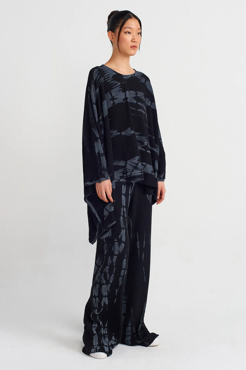 Nu Batik Patterned Oversize Sweater Black