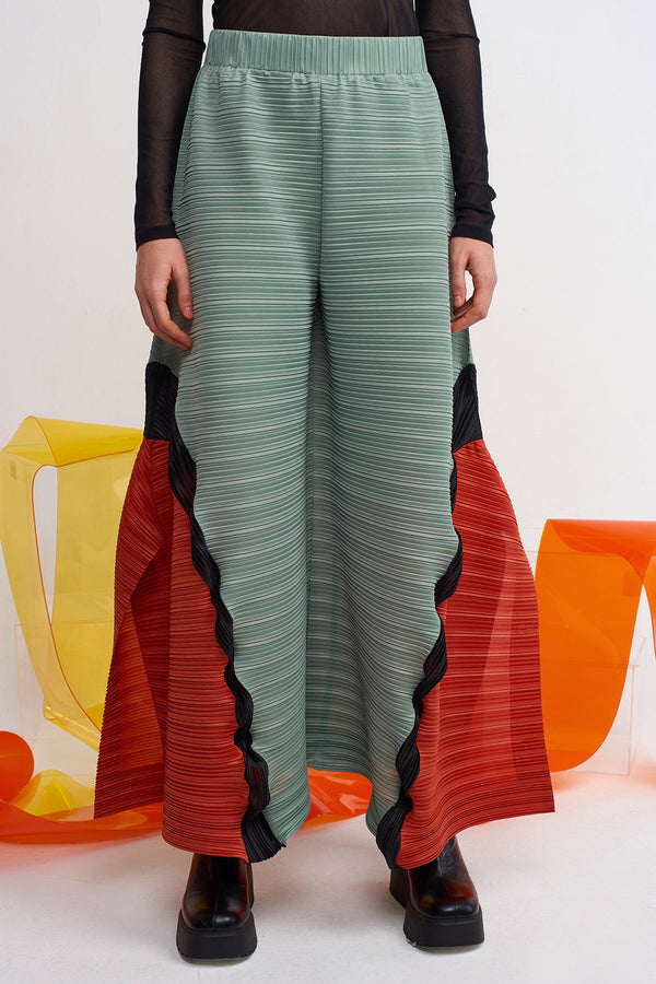 Nu Color-Blocked Pleated Trousers Multi Color