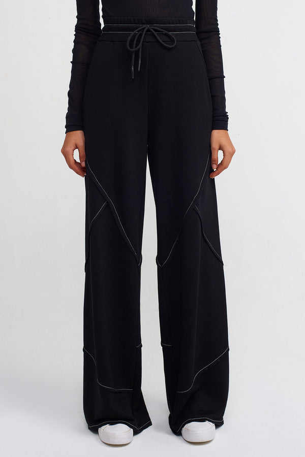 Nu Wide Leg With Contrast Stitching Trousers Black