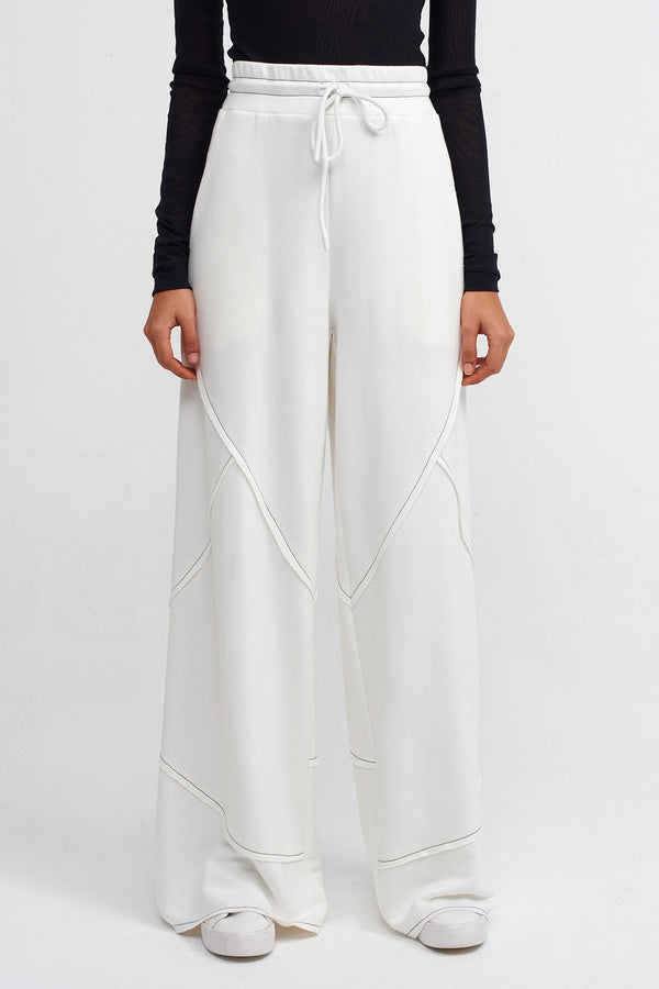 Nu Wide Leg With Contrast Stitching Trousers Off White