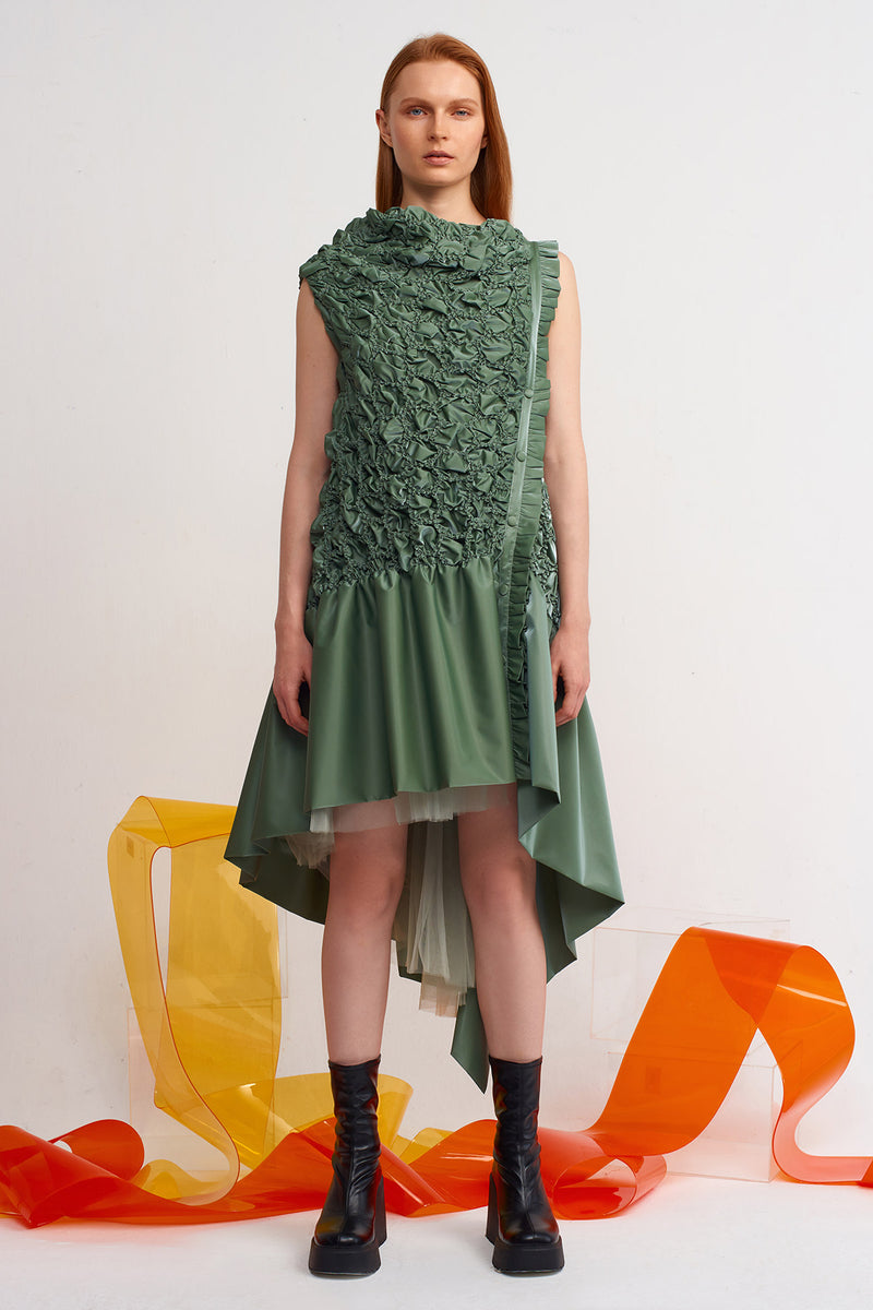 Nu Beaded Asymmetric Dress Green