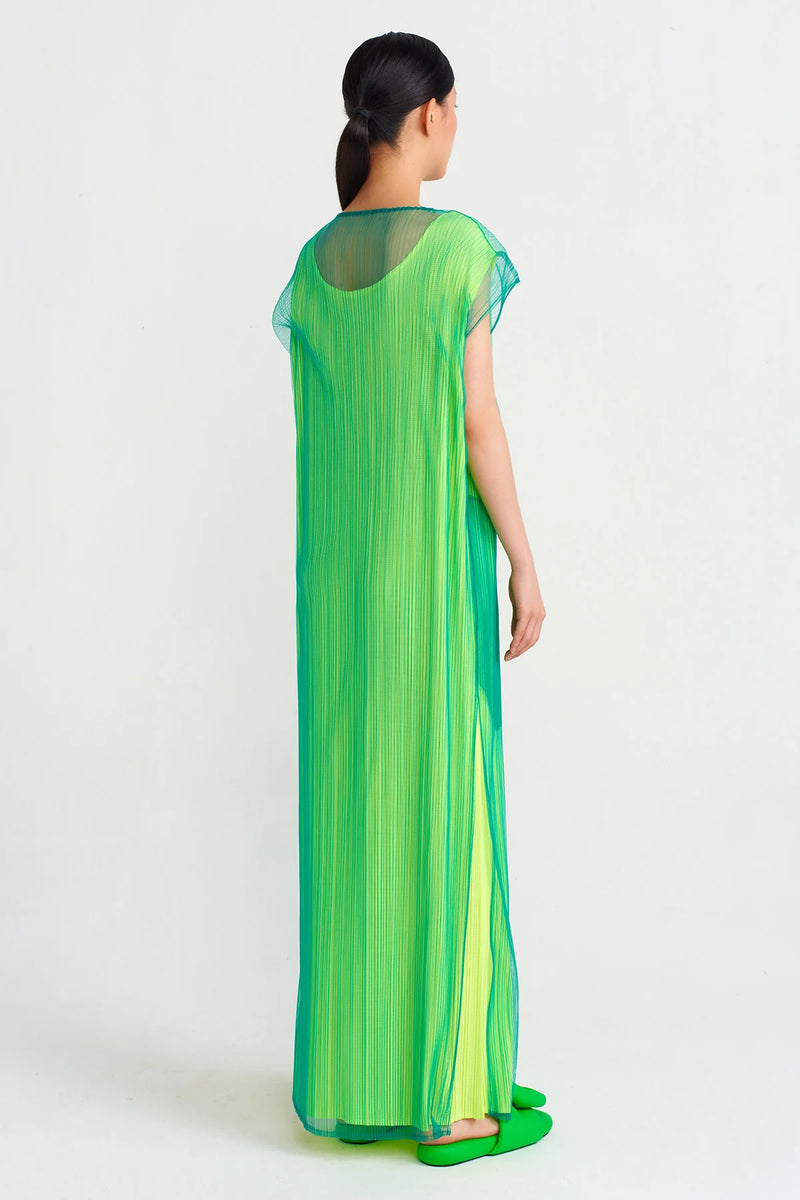 Nu Lined Pleated Tulle Dress Green