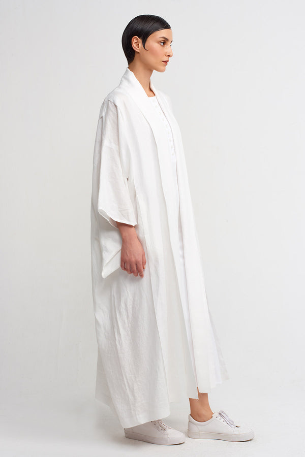 Nu Long Linen Kimono Off White