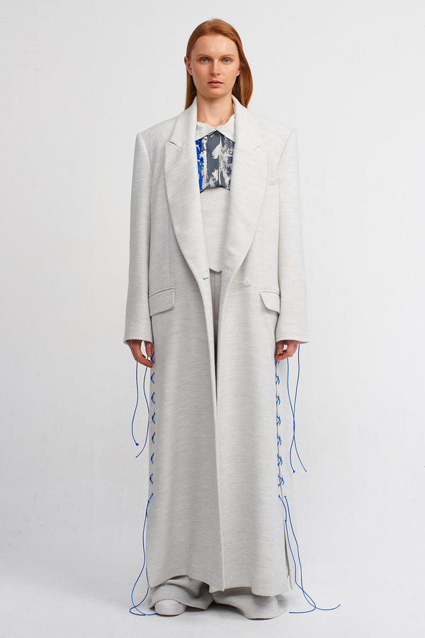 Nu Long Coat With Side Lace Details Ice