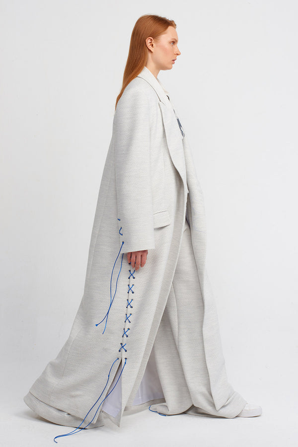 Nu Long Coat With Side Lace Details Ice