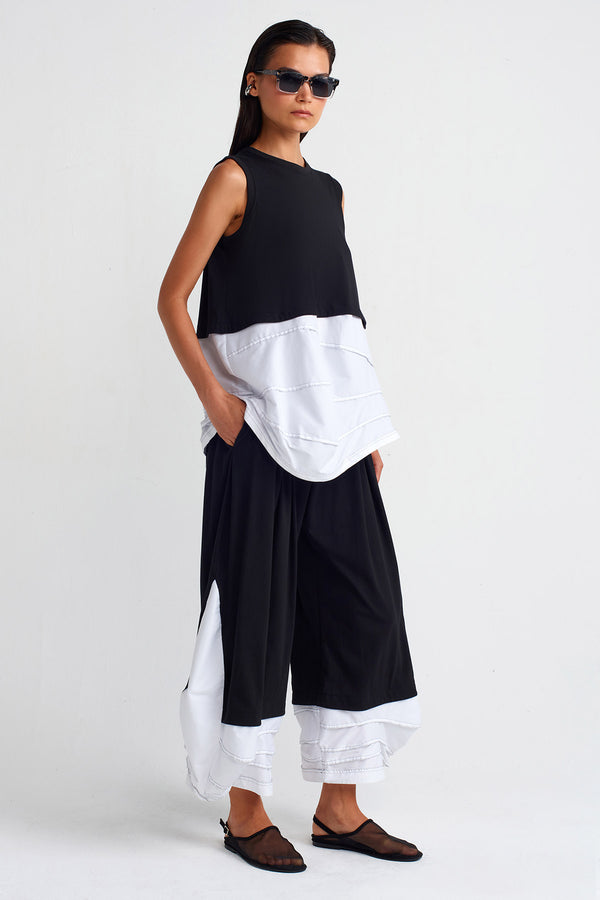 NU Double-Fabric Cotton T-Shirt Black/Offwhite