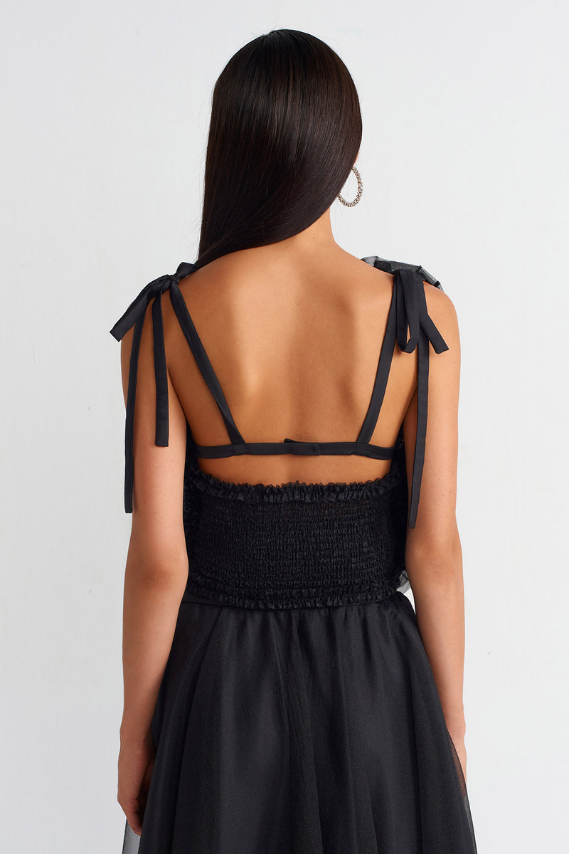 NU Embroidered Organza Bustier Black