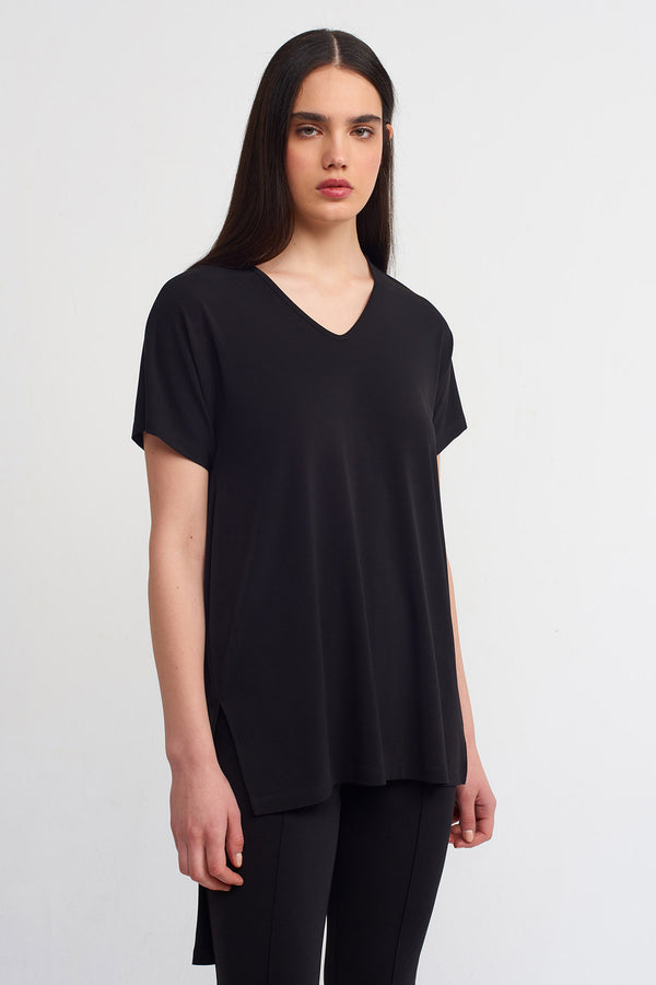 Nu Long Back Jersey T-Shirt Black
