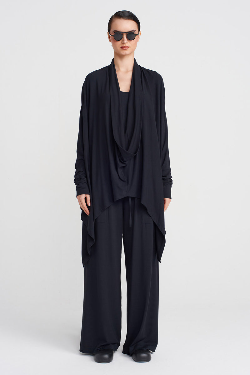 Nu Scarf Collar Blouse Black