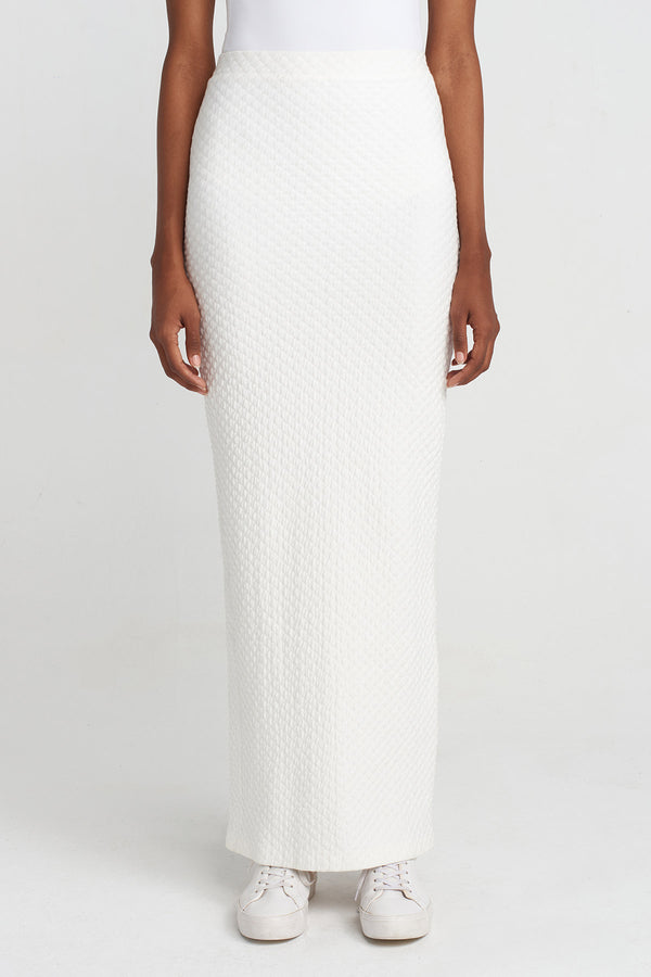 NU Quilted Long Skirt Off White