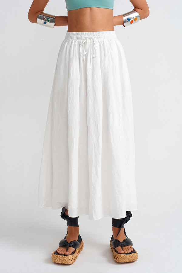 Nu Pocketed Linen Skirt Off White
