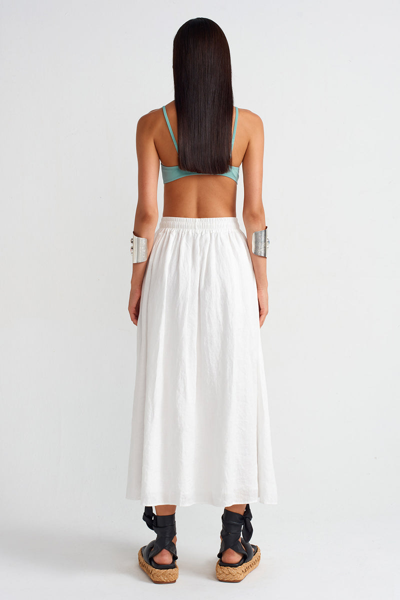 Nu Pocketed Linen Skirt Off White