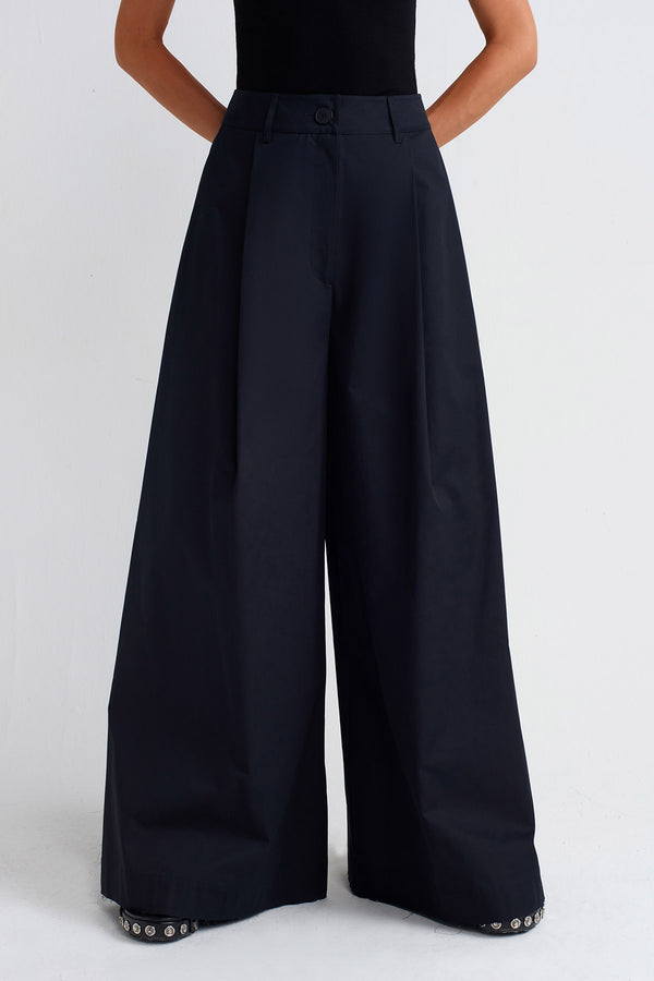 Nu Wide-Leg Poplin Trousers Black