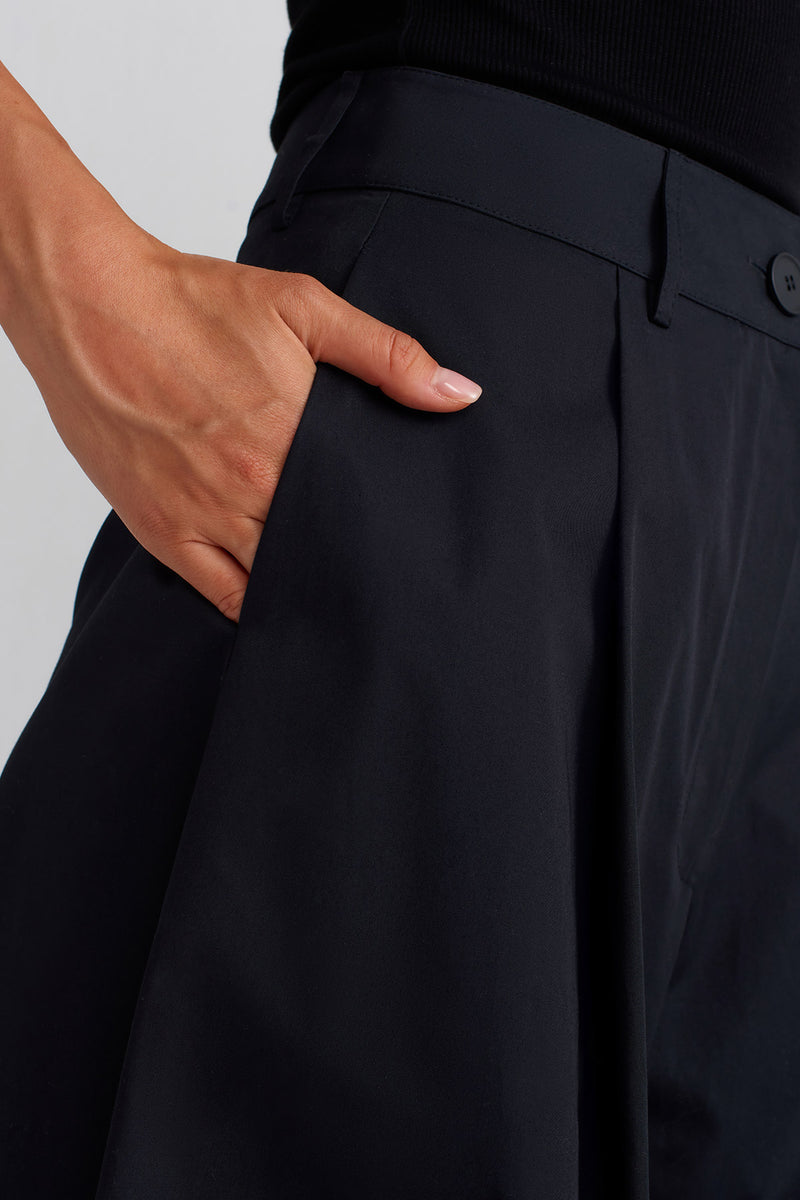 Nu Wide-Leg Poplin Trousers Black