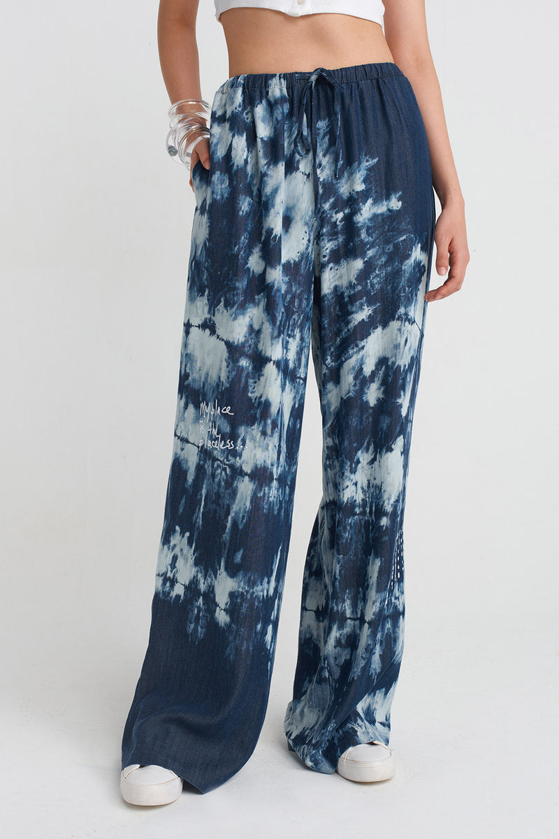 Nu Embroidered Batik Pants Marine Blue