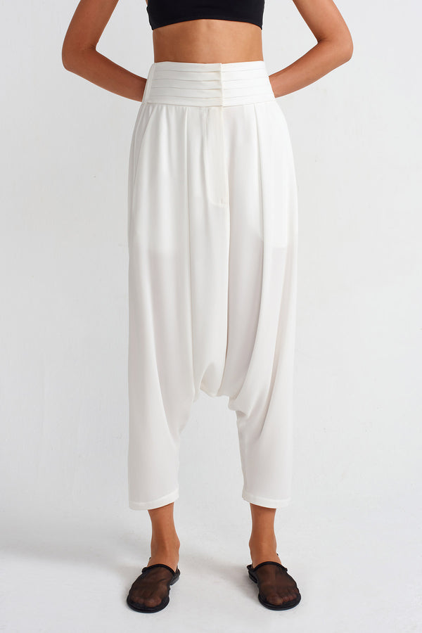 Nu High-Waisted Elegant Chiffon Harem Pants Off White