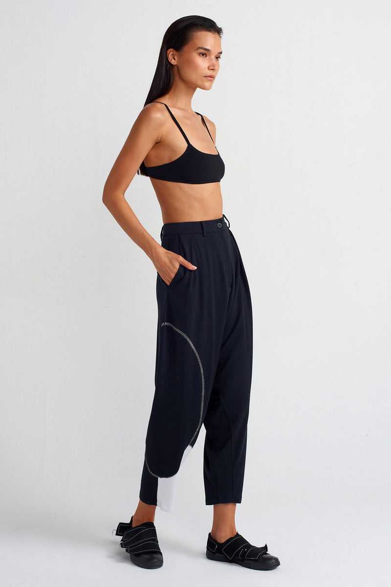 Nu Fabric Block Harem Pants Black/Offwhite