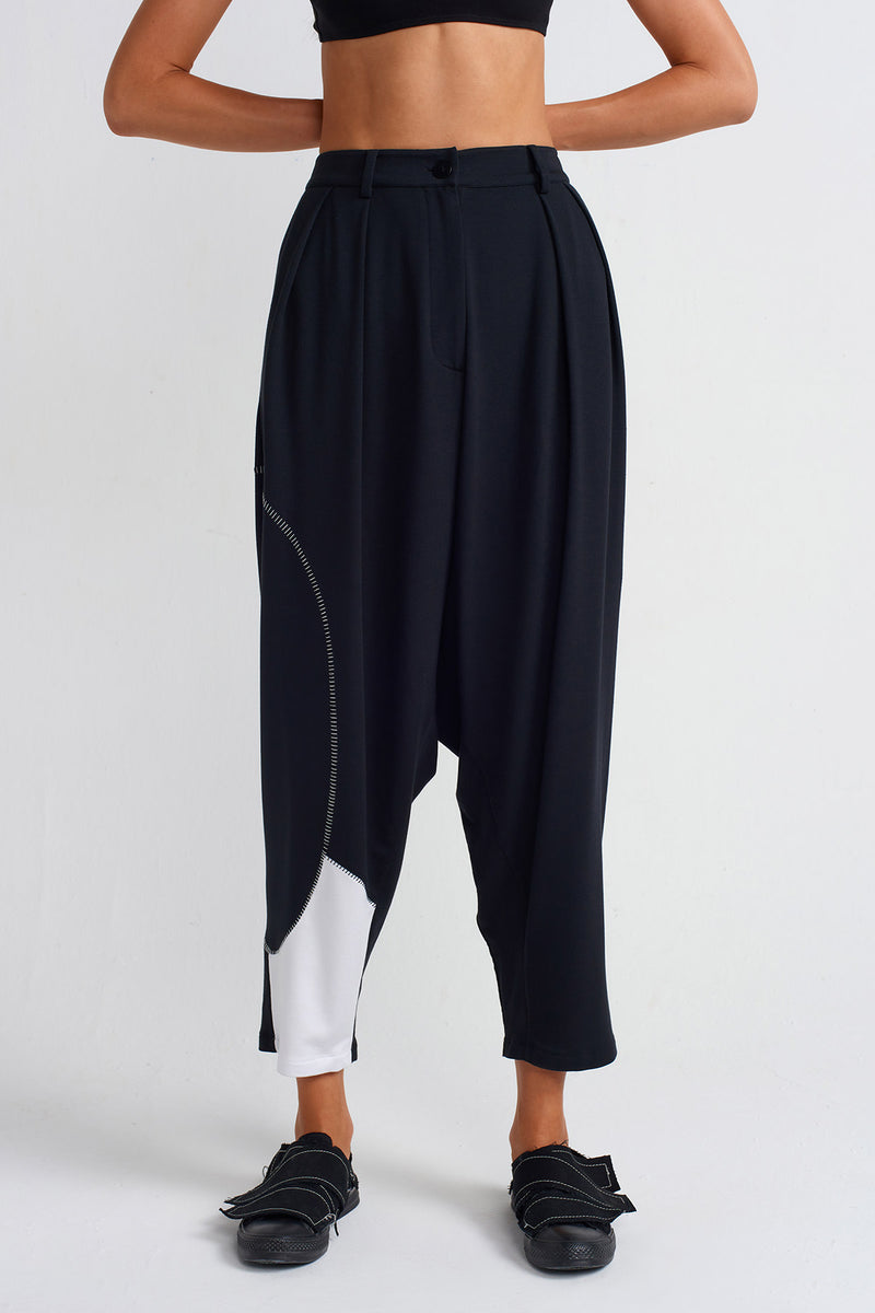 Nu Fabric Block Harem Pants Black/Offwhite