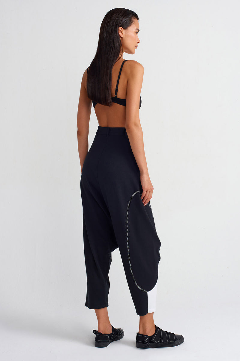 Nu Fabric Block Harem Pants Black/Offwhite