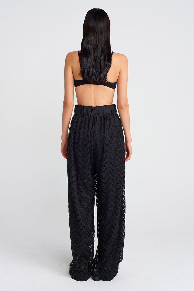 NU Zigzag Jacquard Tulle Pants Black