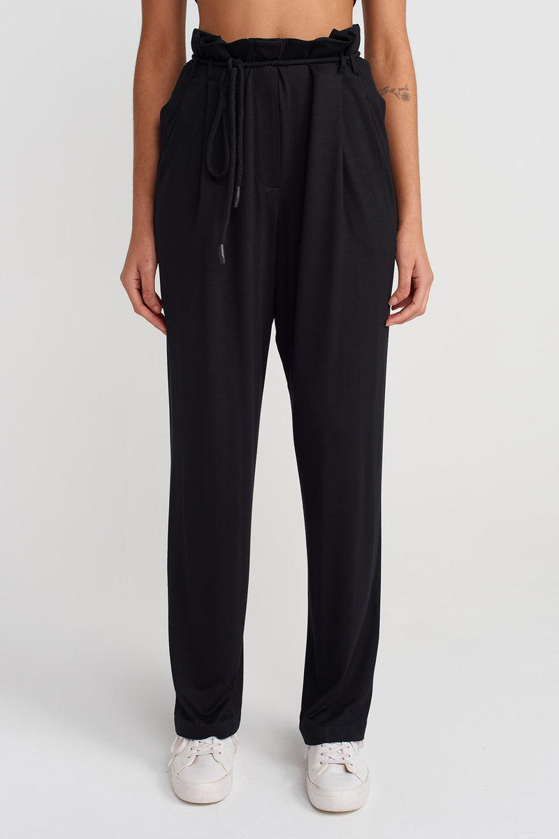 NU Flowing Fabric Wide-Leg Trousers Black