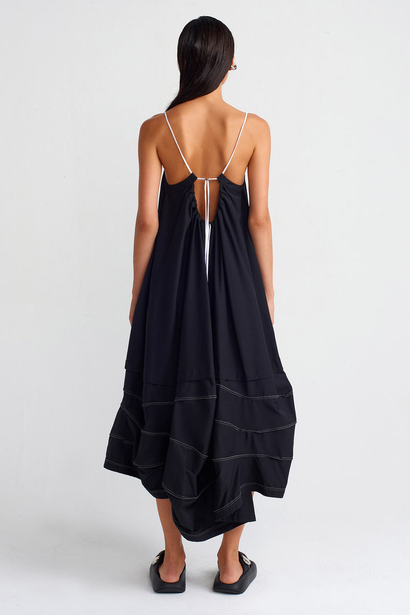 NU Double-Fabric Strap Dress Black