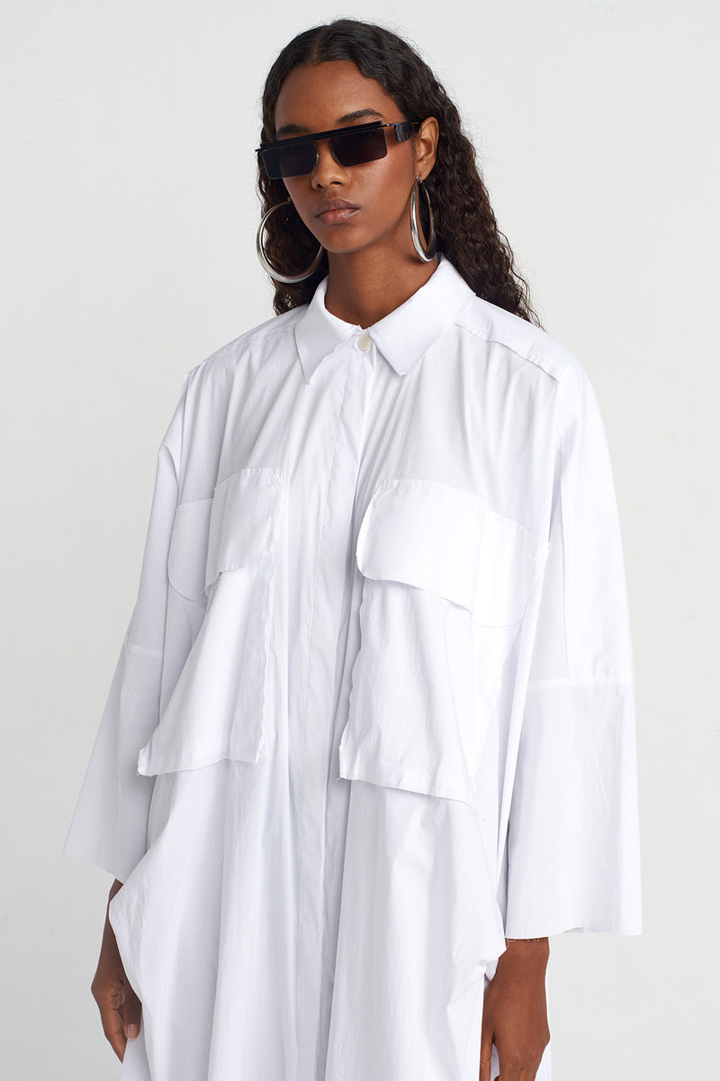 NU Oversize Shirt Dress Off White