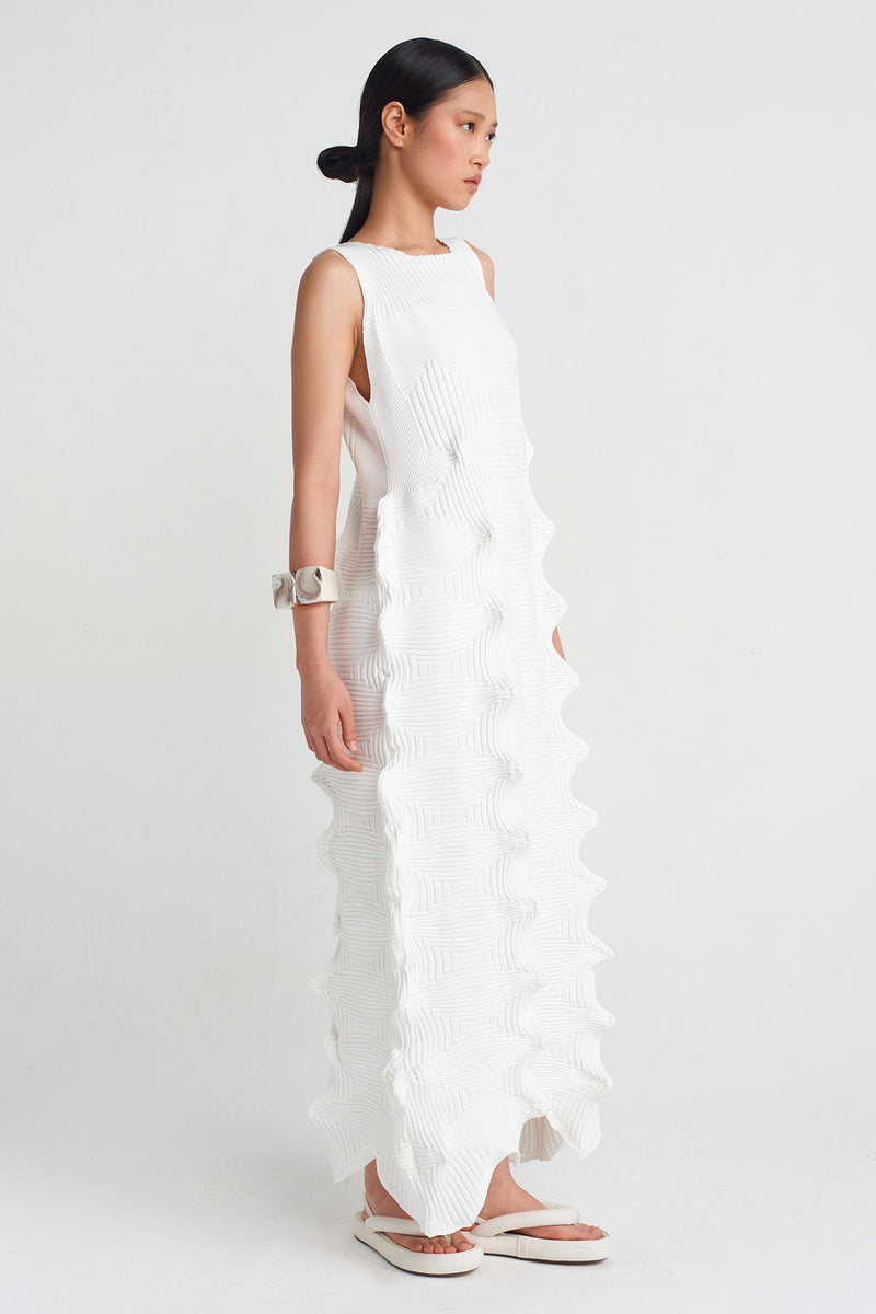 NU Origami Knit Maxi Dress Off White