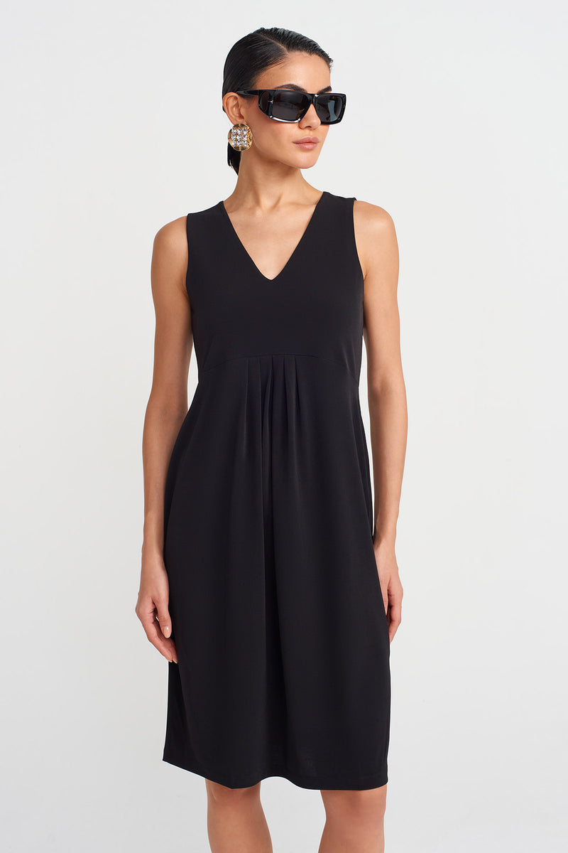 NU V Neck Short Jersey Dress Black