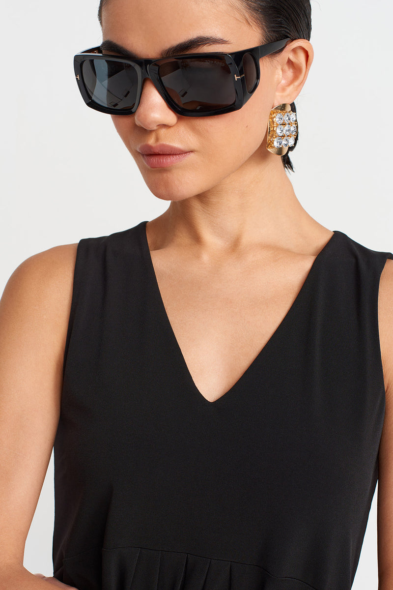 NU V Neck Short Jersey Dress Black