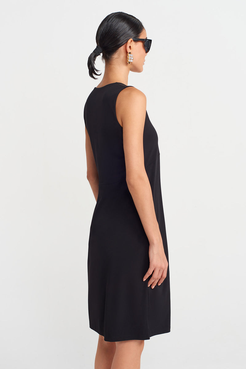 NU V Neck Short Jersey Dress Black