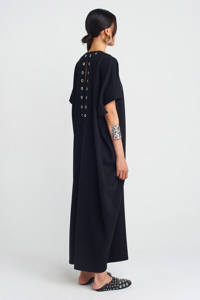 Nu V-Neck Loose Dress Black