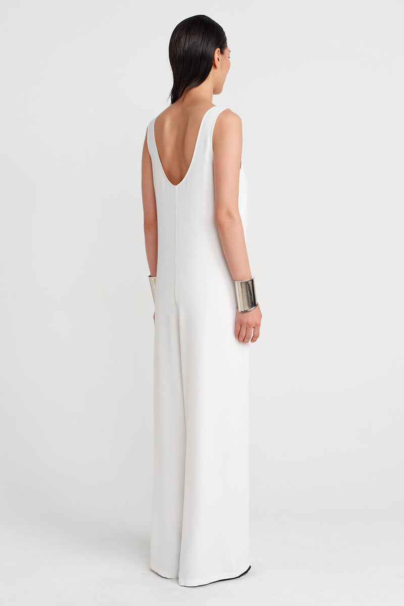Nu Sleeveless Long Elegant Jumpsuit Off White