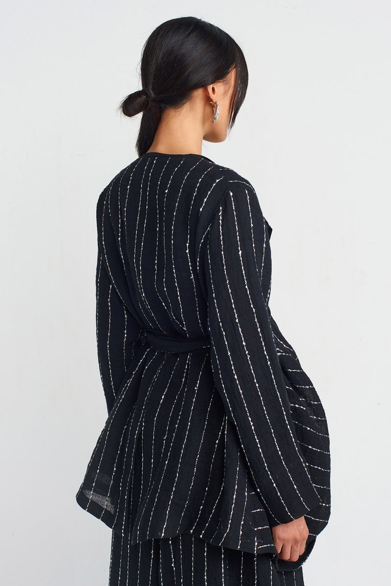 NU Sequined Belted Jacket Black