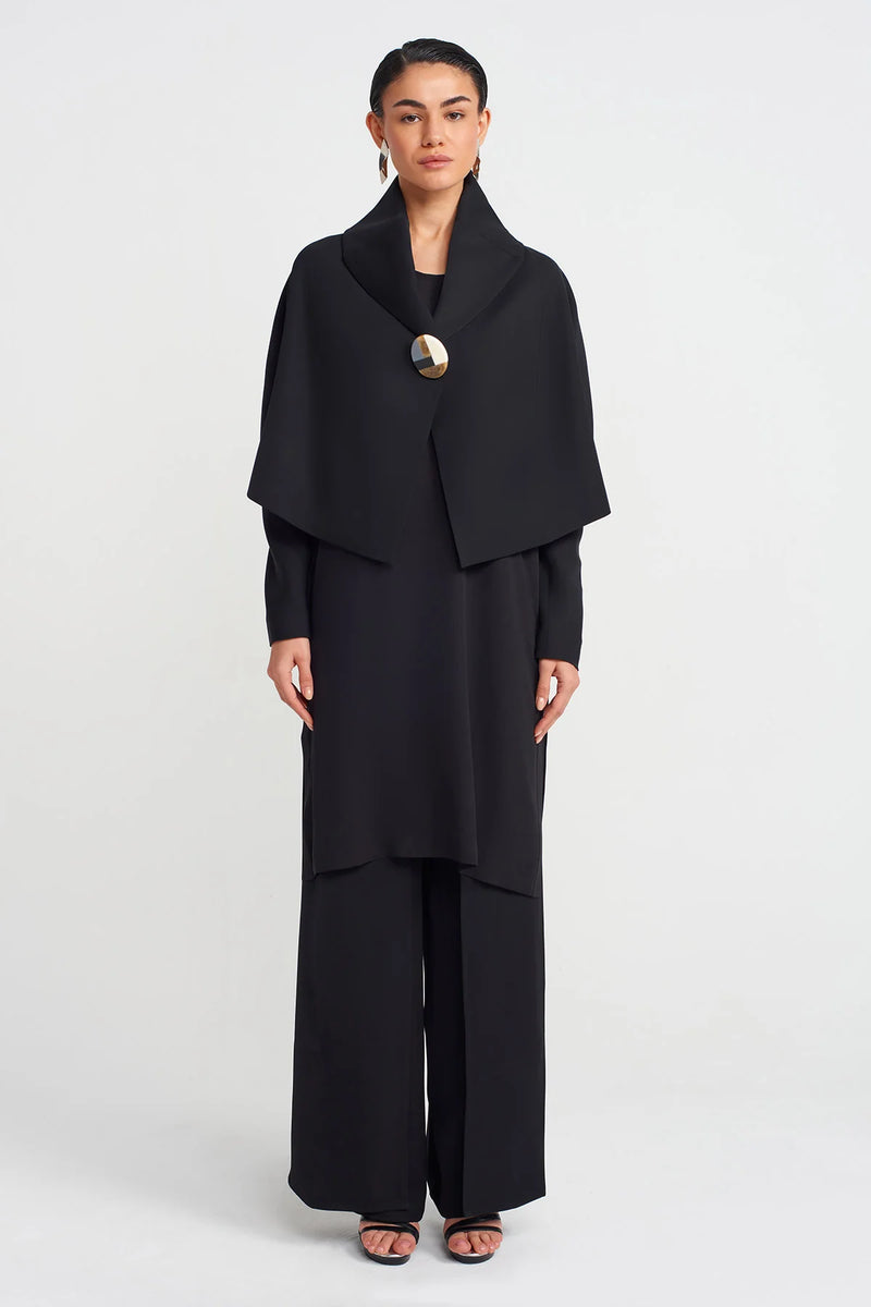 Nu Large Buttoned Short Jacket Black
