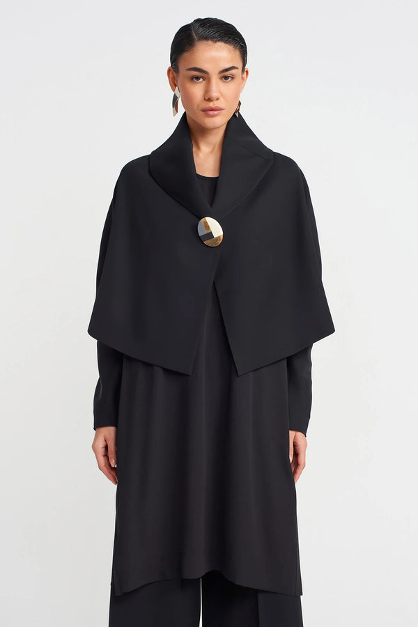 Nu Large Buttoned Short Jacket Black