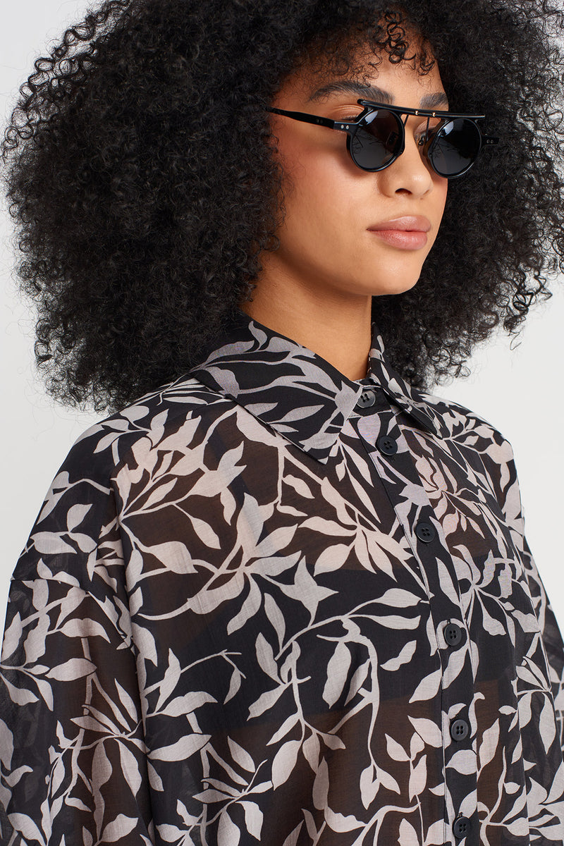Nu Floral Voile Shirt Black