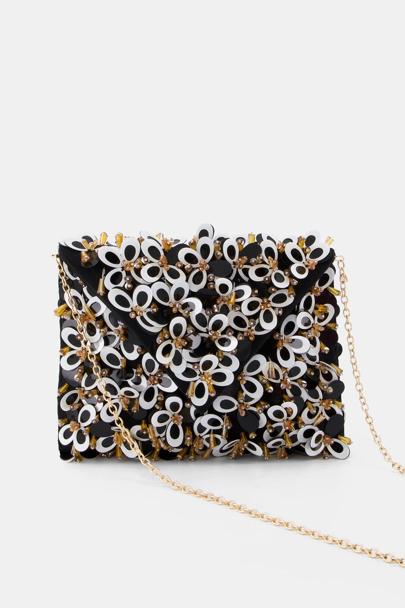 Nean Crystal Embellished Clutch Bag Black