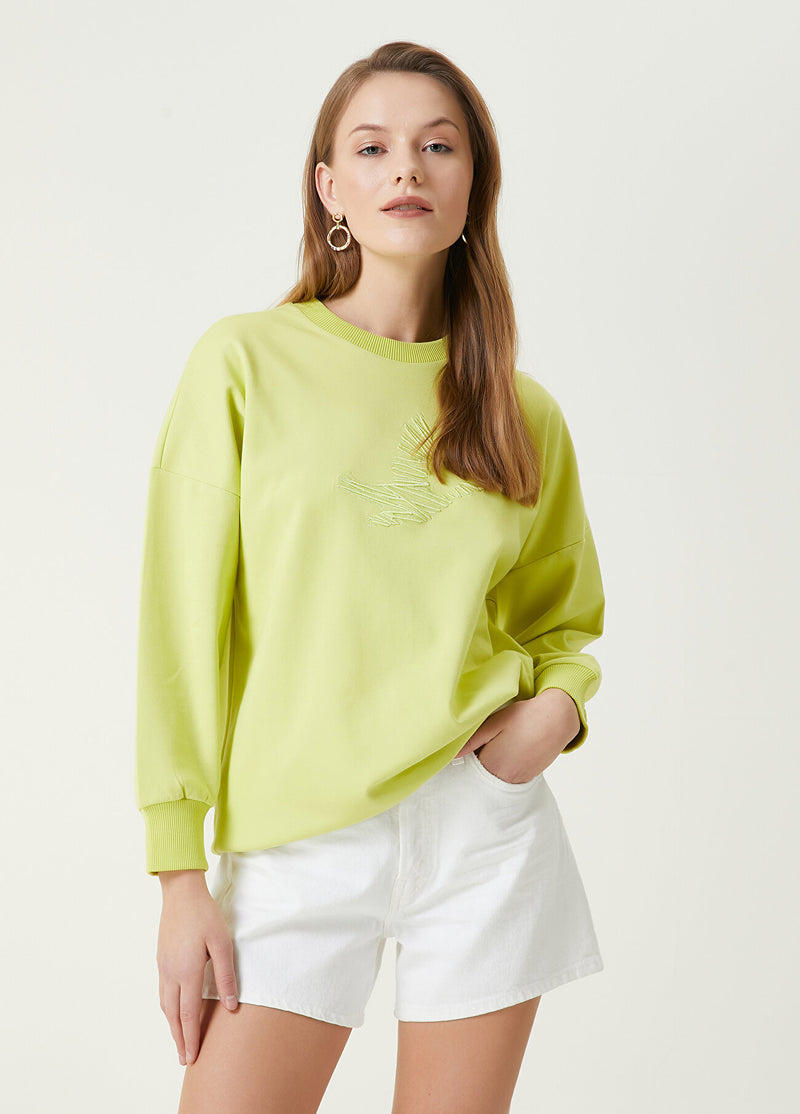 Beymen Club Goose Logo Embroidered Sweatshirt Neon Green