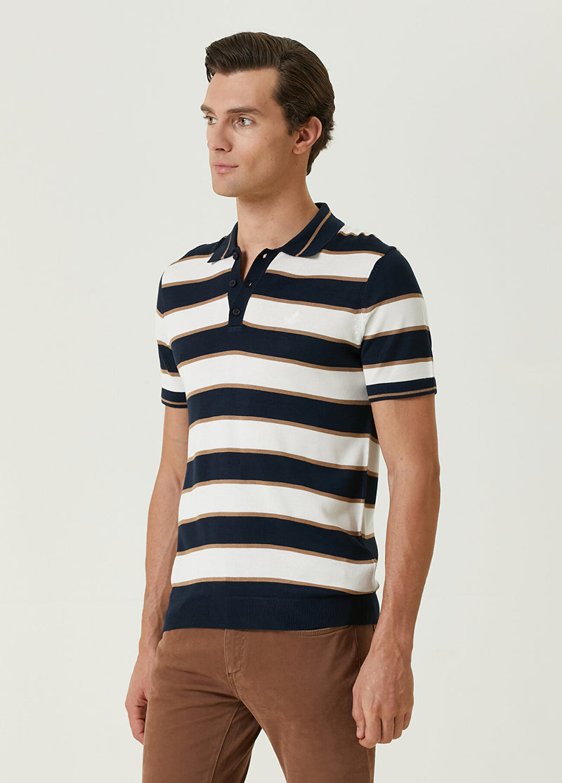 Beymen Club Colorblocked Detailed Short Sleeve Knitwear Navy