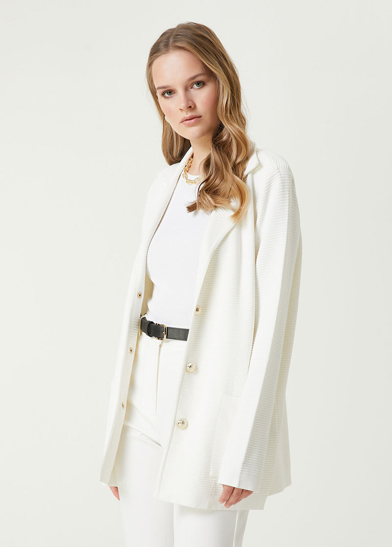 Beymen Club Textured Knit Jacket Off White